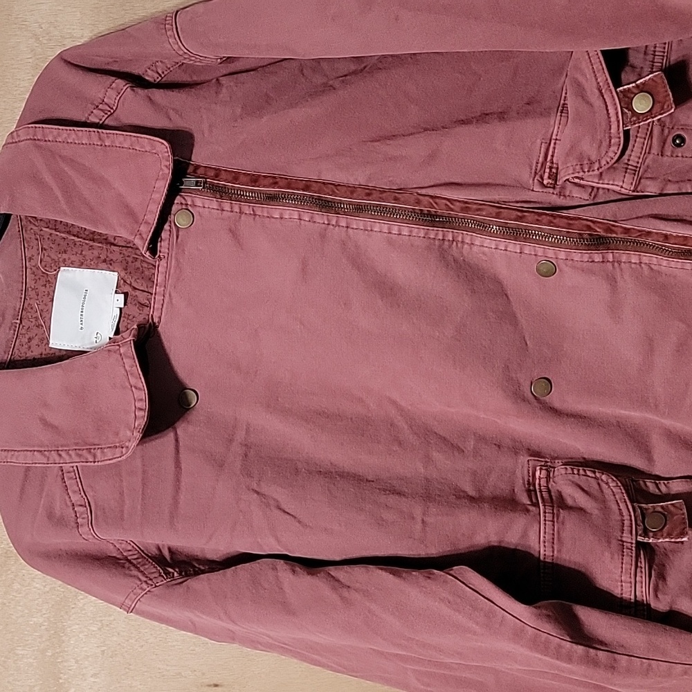 New Anthropologie Letty Relaxed Moto Parka Utility Jacket Mauve Velvet Ribbon - Picture 4 of 13